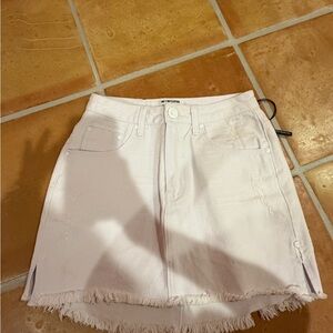 NWT One Teaspoon White Frayed Hem Denim Mini Skirt